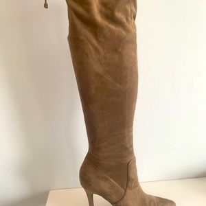 Thigh high suede tan boots